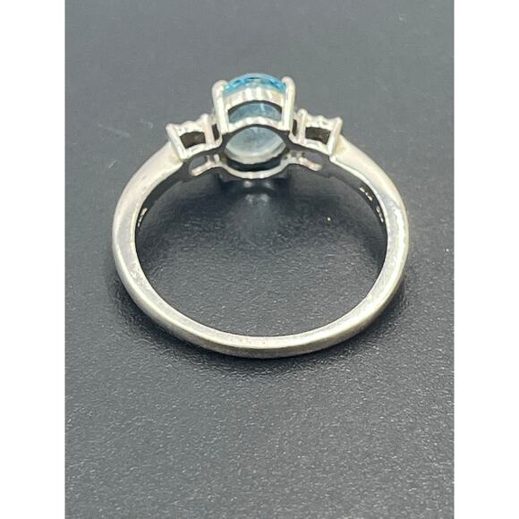 FAS Oval Prong Sky Blue Topaz Diamond 925 Sterling Silver Rhodium Ring Sz 9.5 - Picture 8 of 9
